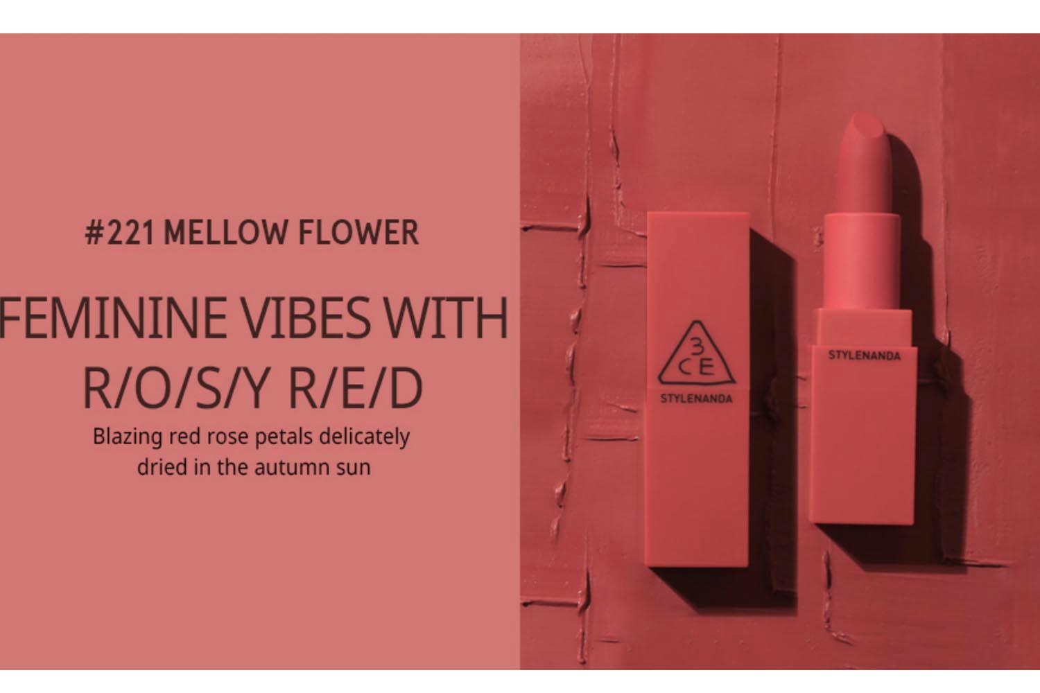 Top 6 Popular K-Beauty Lipsticks, 3CE, Mood Recipe Matte Lip Color, Mellow Flower