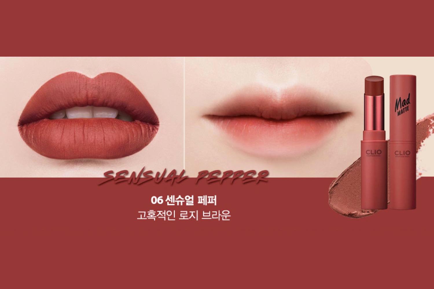 CLIO Mad Matte Lip #06 Sensual Pepper - màu hồng nâu quyến rũ, lý tưởng cho mùa thu đông.