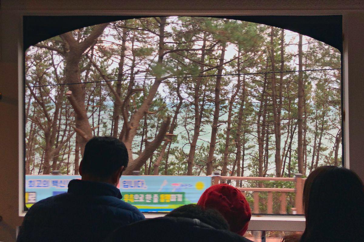 view nhìn từ tàu ven biển Haeundae ở Busan, Hàn Quốc