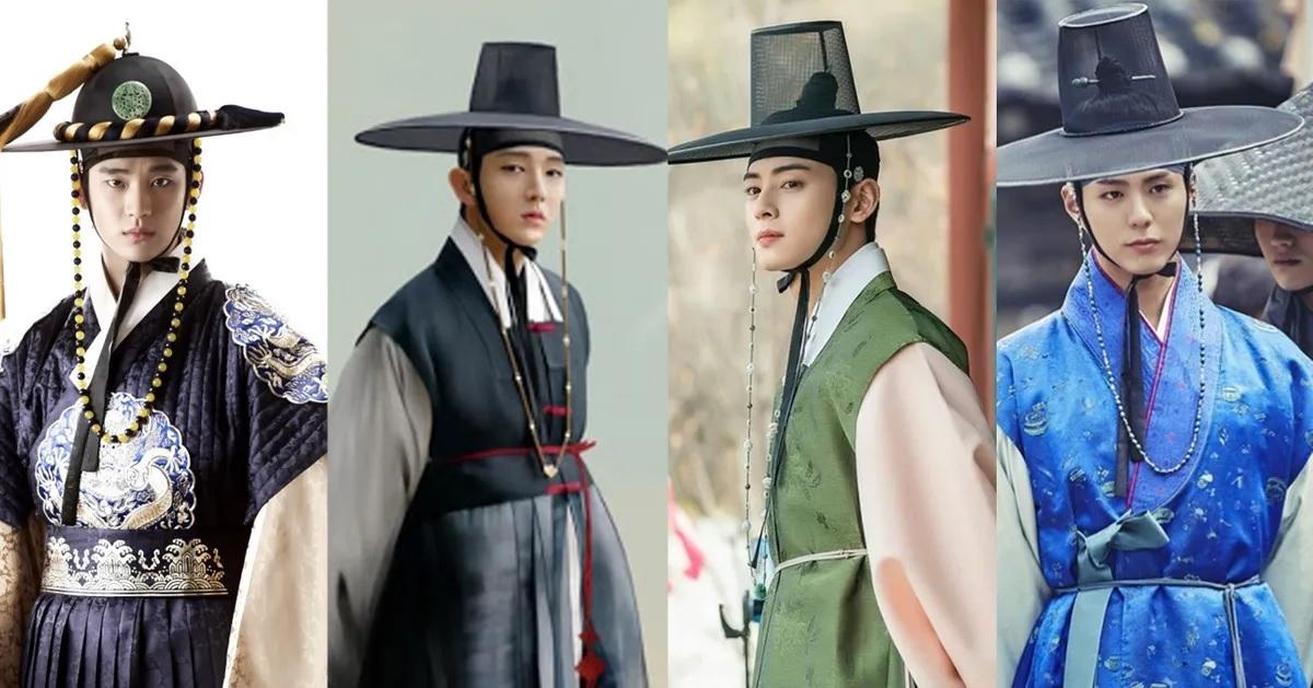 ภาพถ่ายของนักแสดงชายในชุดฮันบกเกาหลี แสดงถึงเสื้อผ้าและวัฒนธรรมดั้งเดิมของเกาหลีที่ยังคงปรากฏอยู่ในปัจจุบัน