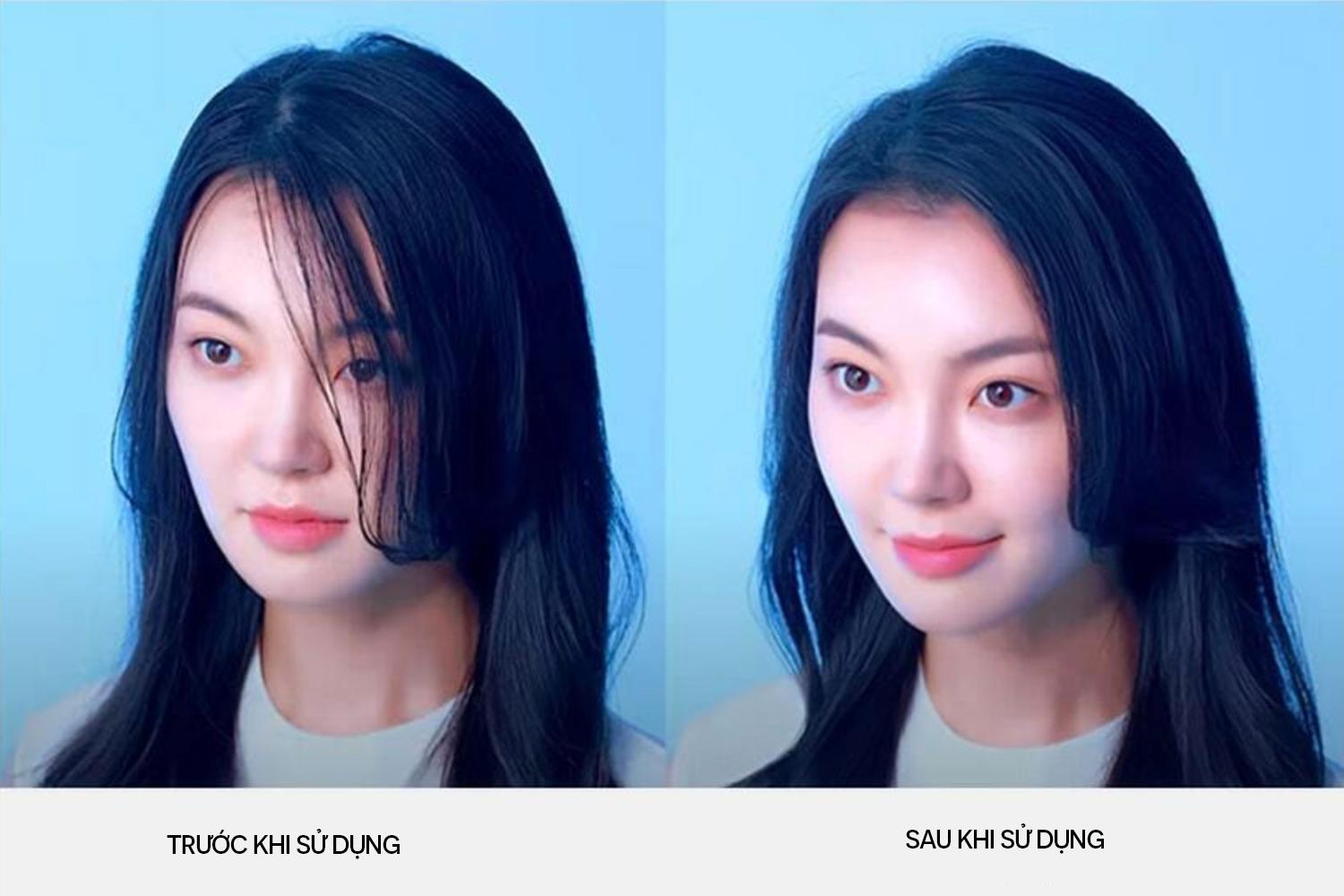 Dầu gội khô Sebum Control Dr.FORHAIR  trước và sau khi dùng