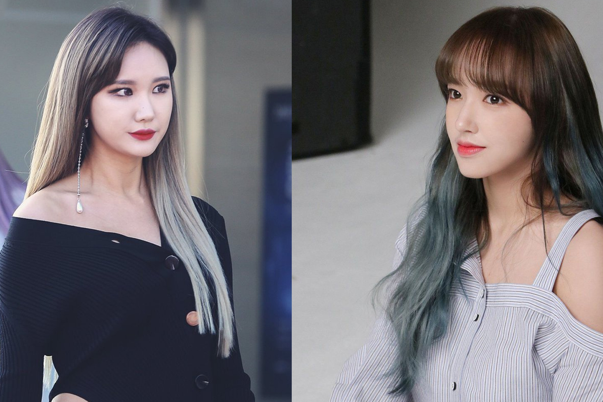 留長髮的女生展示修長面型效果，瀏海造型增添可愛風格。