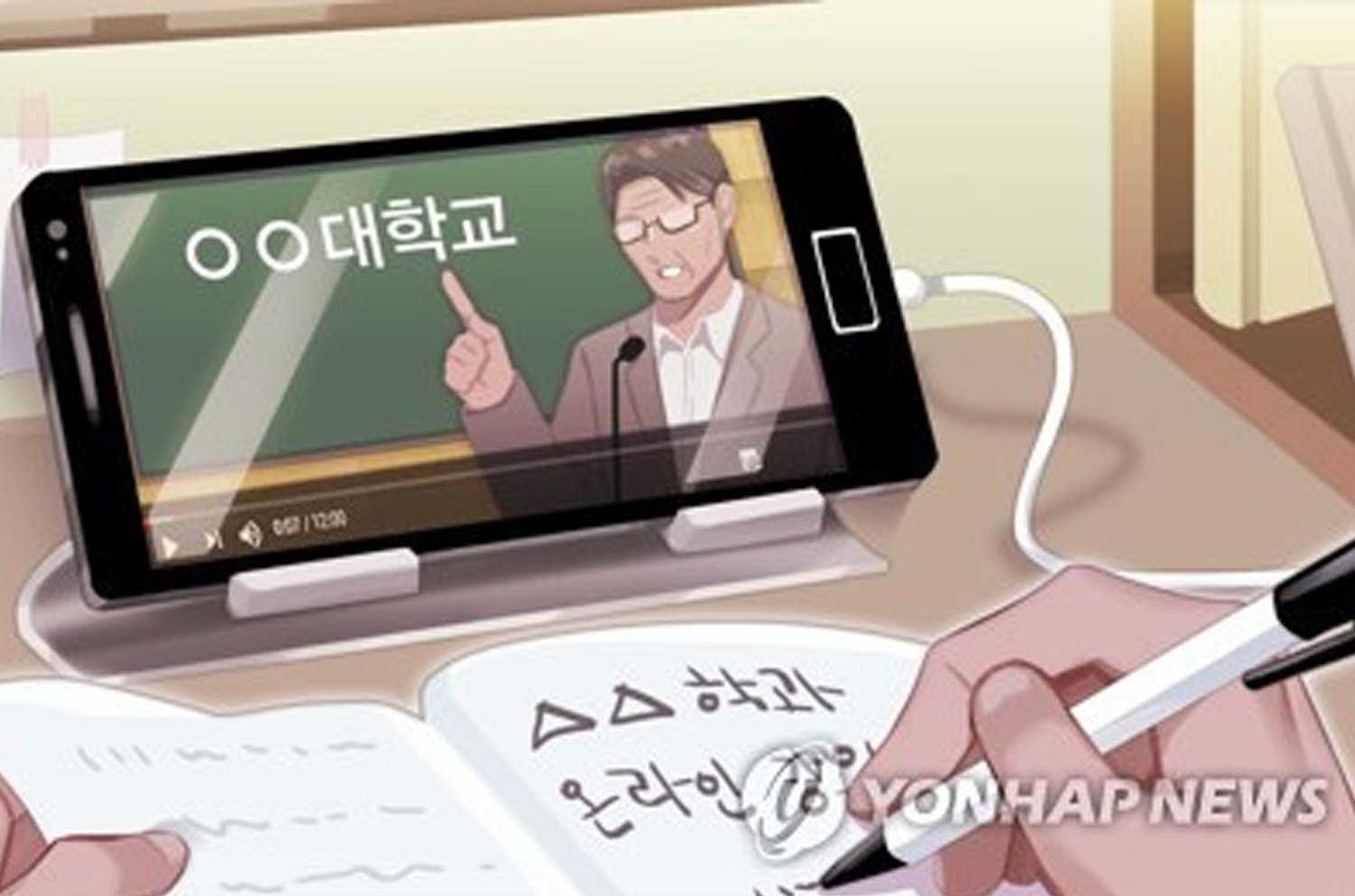 一名學生在電腦或手機屏幕上觀看大學線上課程的圖片，反映遠距教學的現實。