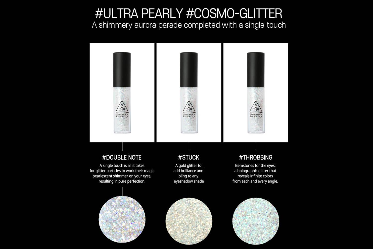 Glitter Eyeliner, K-Beauty, Cosmetic Recommendations, 3CE, Eye Switch