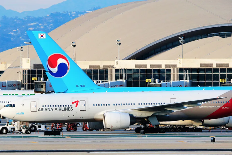 韓亞航空與大韓航空在機場。