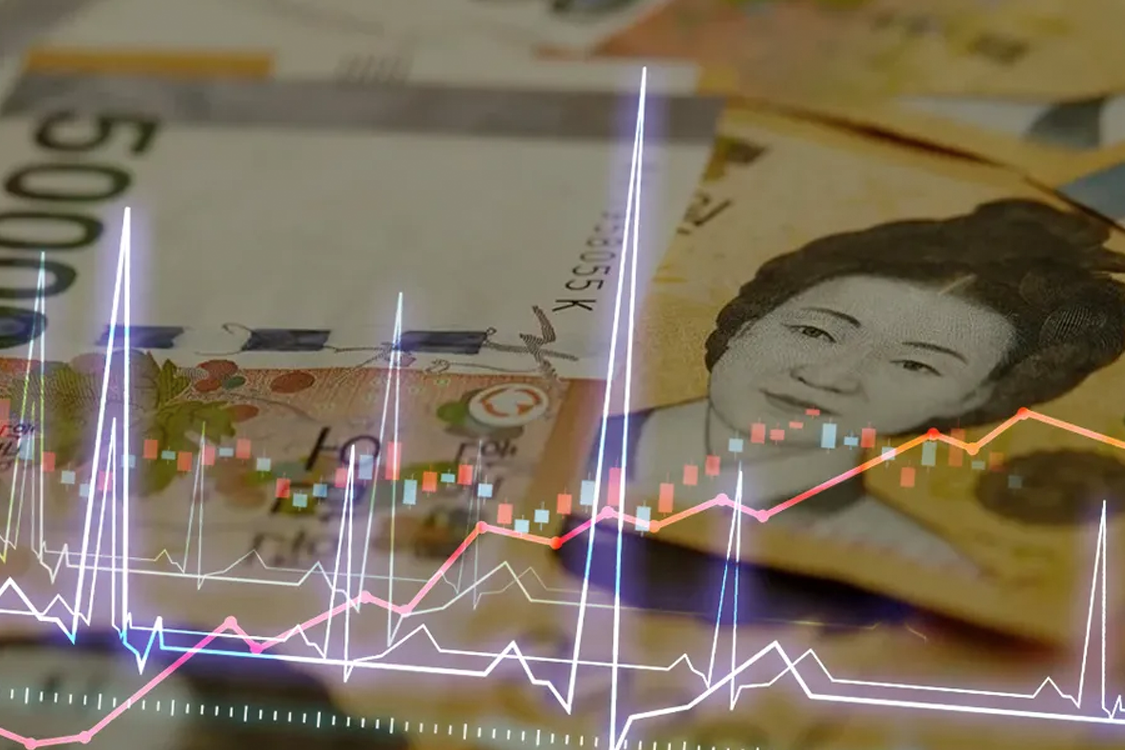 韓元貨幣圖片，韓國疫情期間金融市場的波動及未來經濟的未確定性。