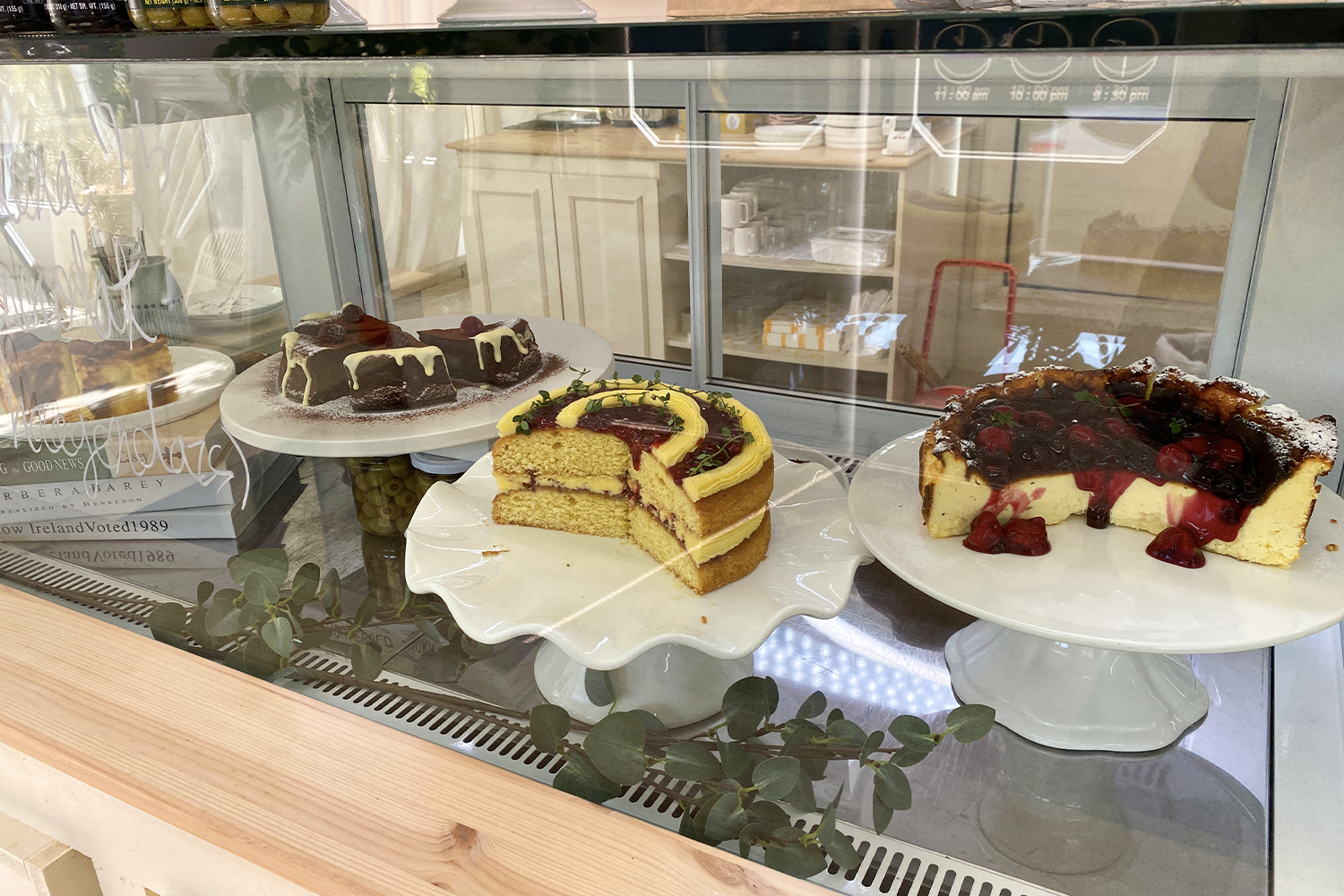 cakes on display in daegu palgongsan cafe