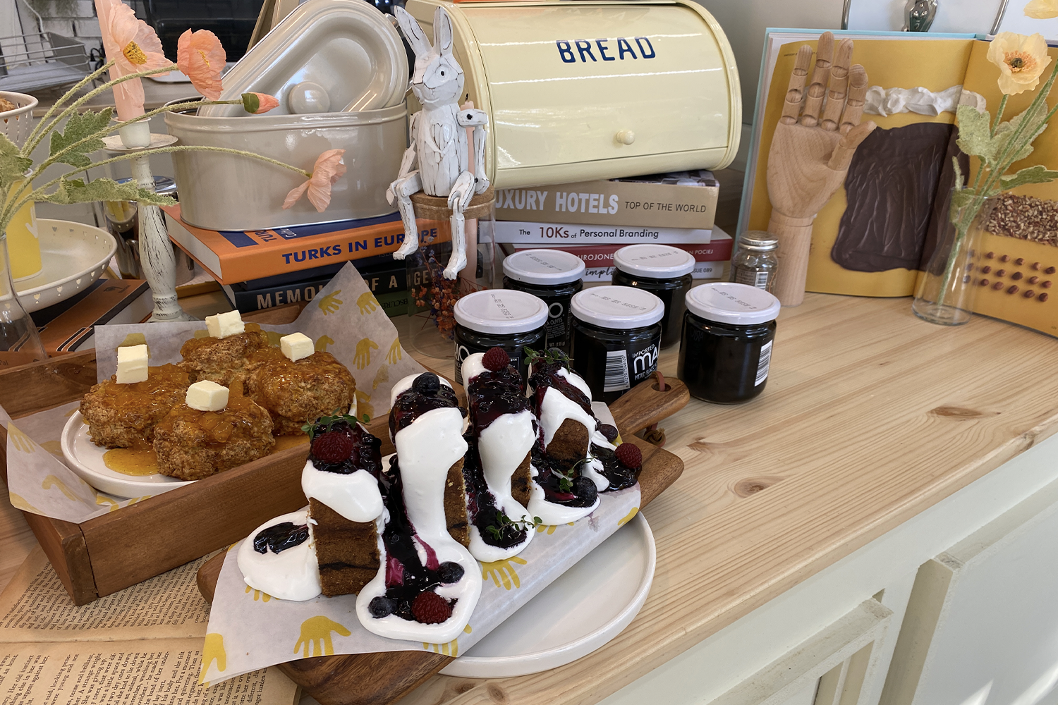 jam, pastries on display in a daegu cafe jammy finger
