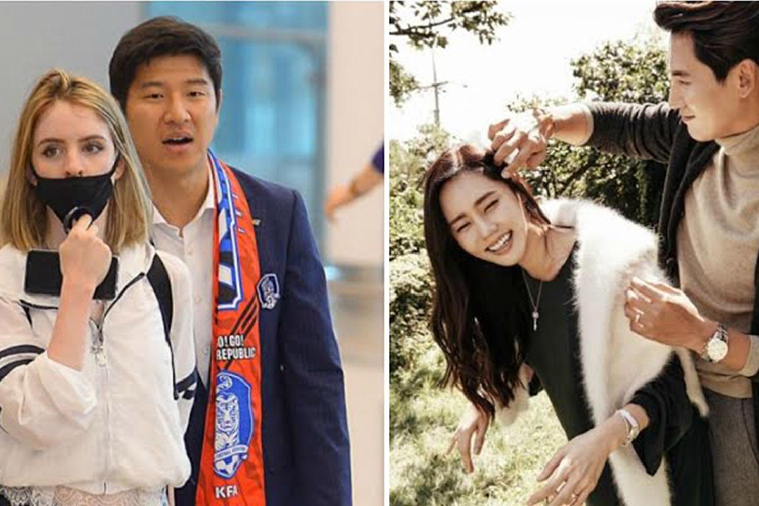 ภาพชายหญิงที่จับกันที่สนามบินในการรับกลับบ้าน