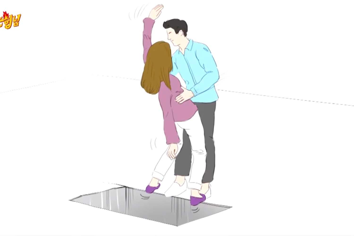 ภาพฉากหนึ่งจากรายการทีวีที่แสดงสถานการณ์การช่วยชีวิตที่วาดภาพขึ้นมา