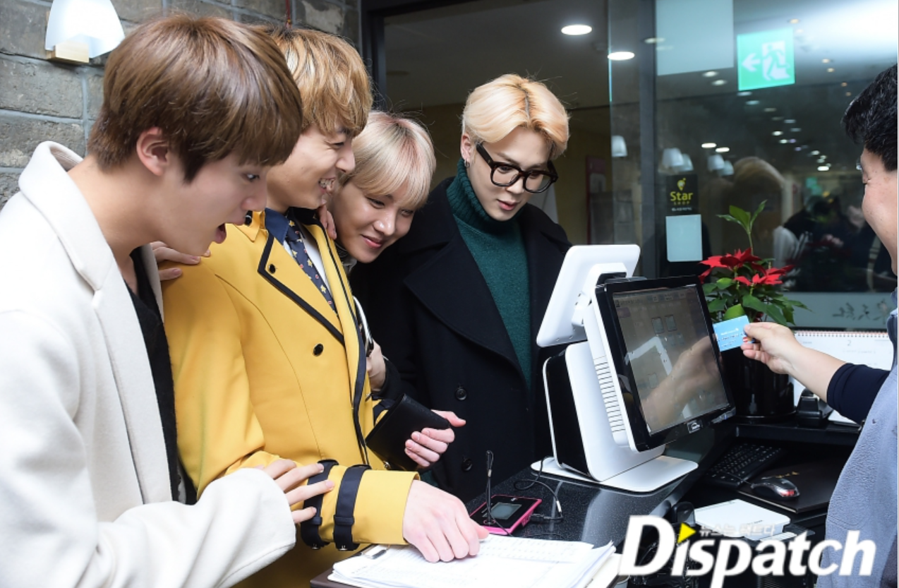 bts members paying at the restaurant they went to for jungkook