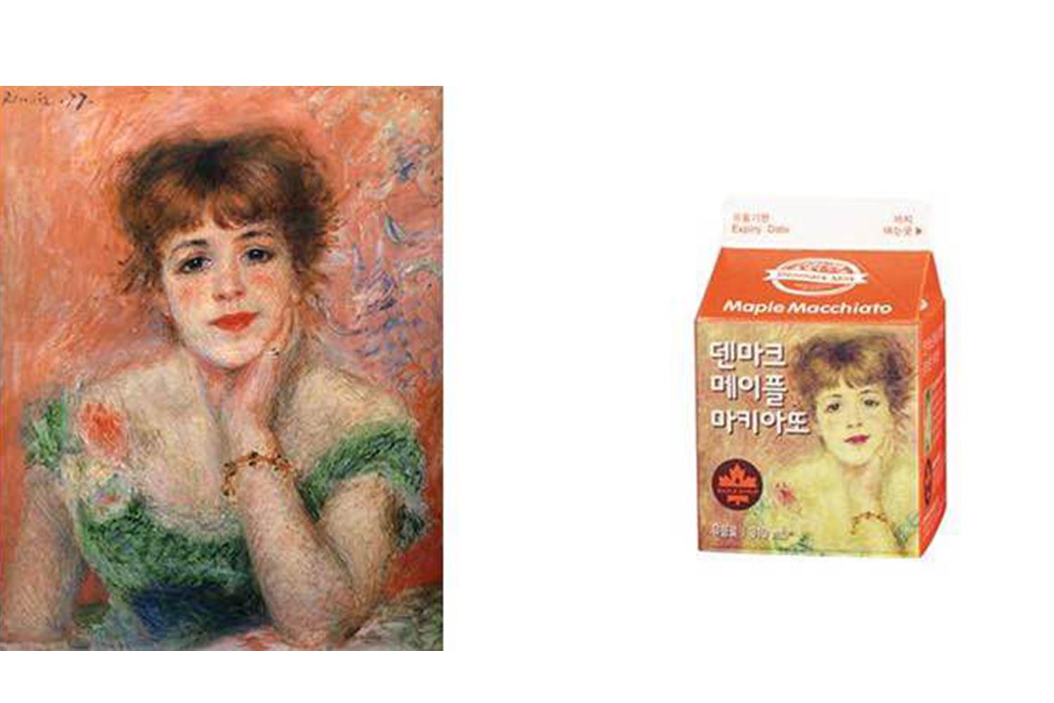 丹麥牛奶的包裝設計，以著名名畫為背景，增加其藝術價值。