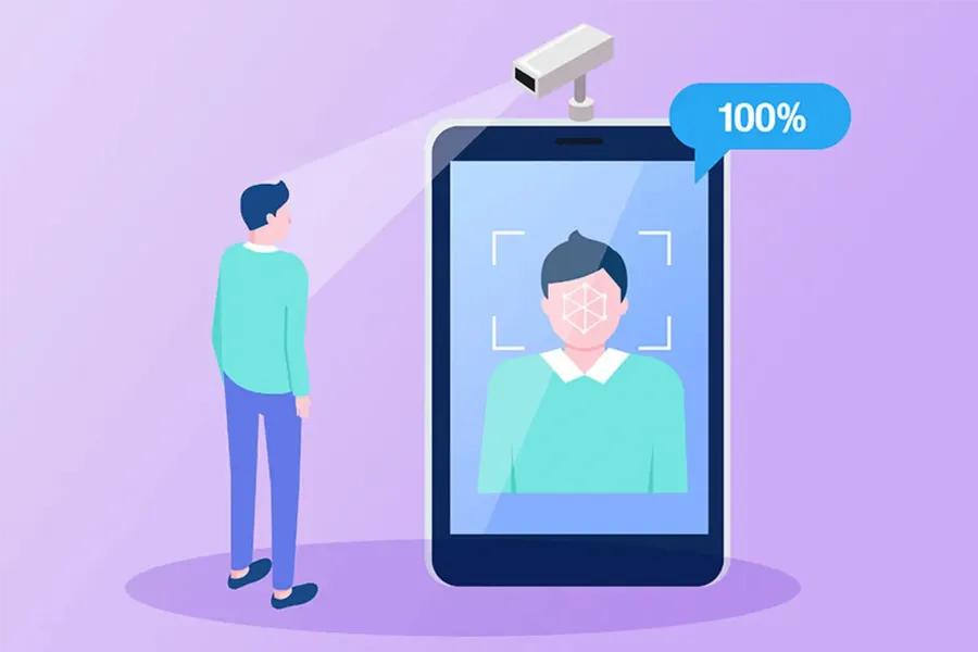 仁川機場Smart Pass人臉識別系統插畫，示範如何在機場快速通關