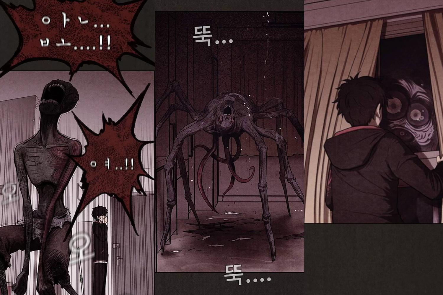 ウェブトゥーン「スイートホーム」の恐怖感のある場面