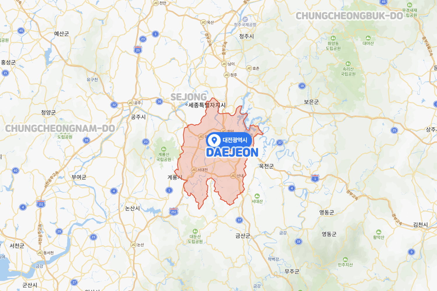 daejeon in korea map