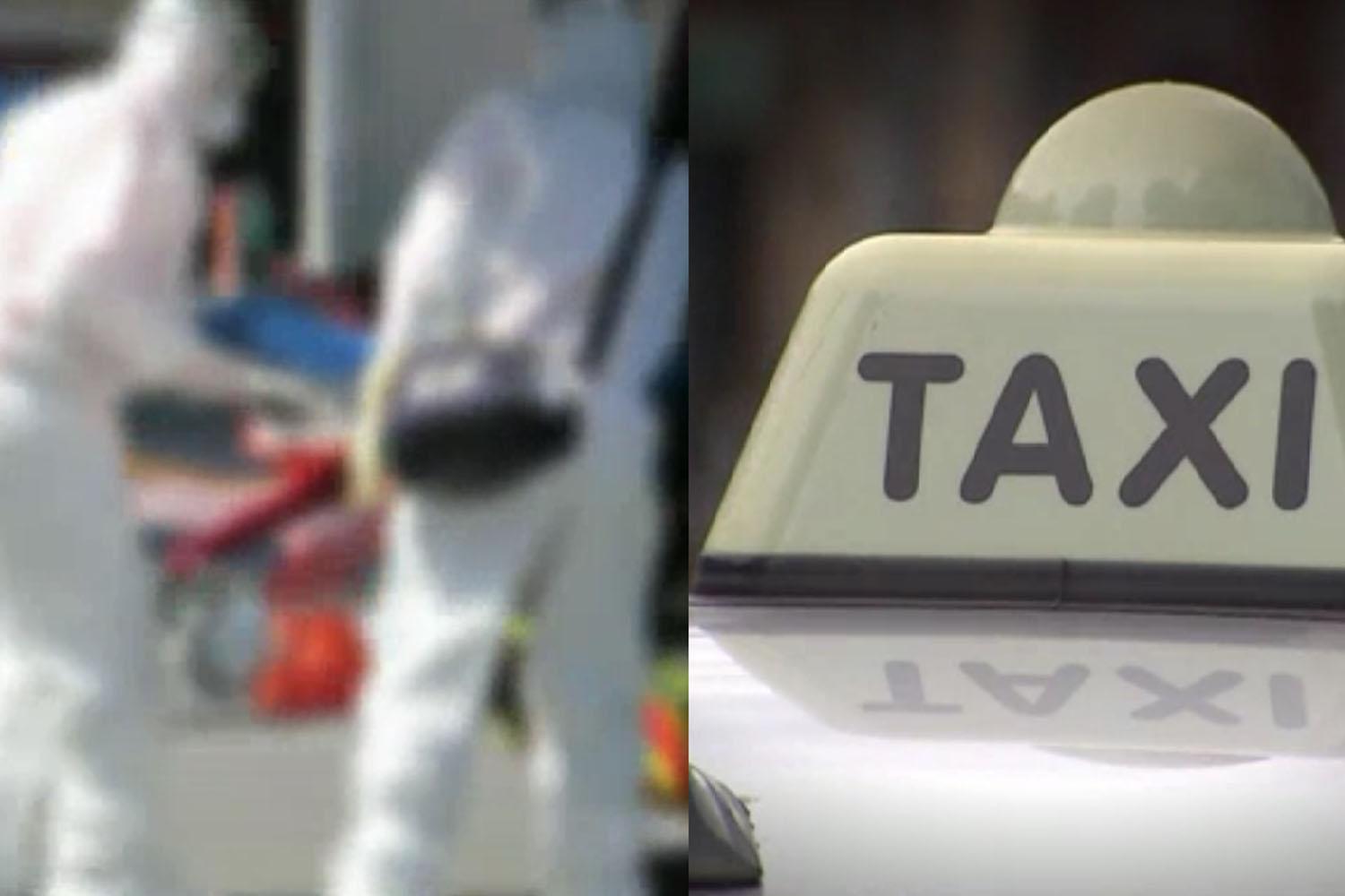 แท็กซี่สีขาวในประเทศไทยที่มีสัญลักษณ์ 'TAXI' บนหลังคา ซึ่งเป็นส่วนหนึ่งของบริการขนส่งสาธารณะในกรุงเทพฯ