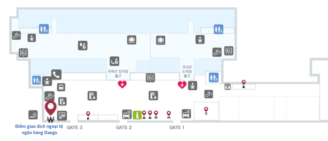 Điểm giao dịch ngoại tệ ngân hàng Daegu ở sân bay
