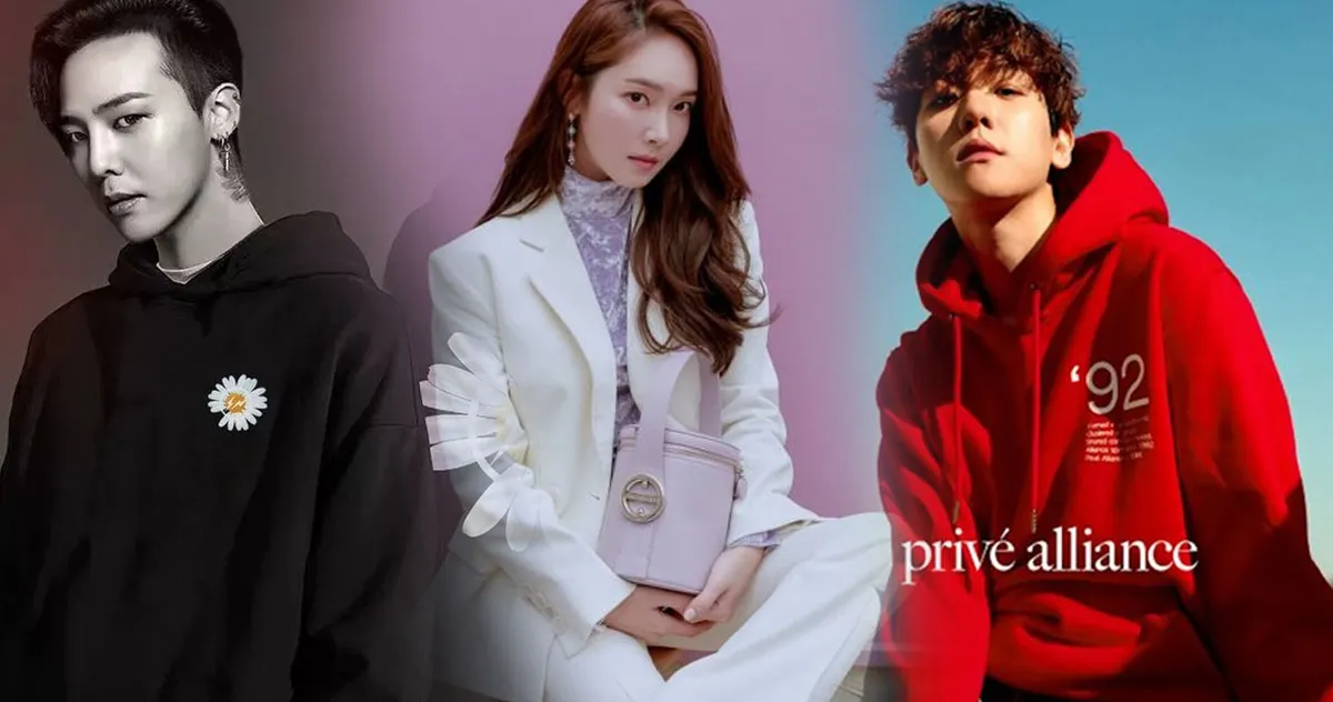 เหล่าดาราสวมเสื้อผ้าจากแบรนด์แฟชั่นของไอดอลชายและหญิงในชุดสีสดต่างๆ