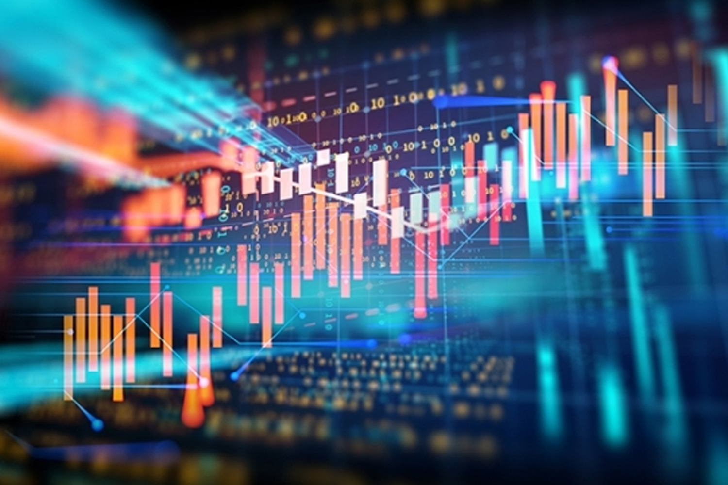 顯示股票交易市場數據和動態的股票圖表，內容豐富的交易和投資指標。