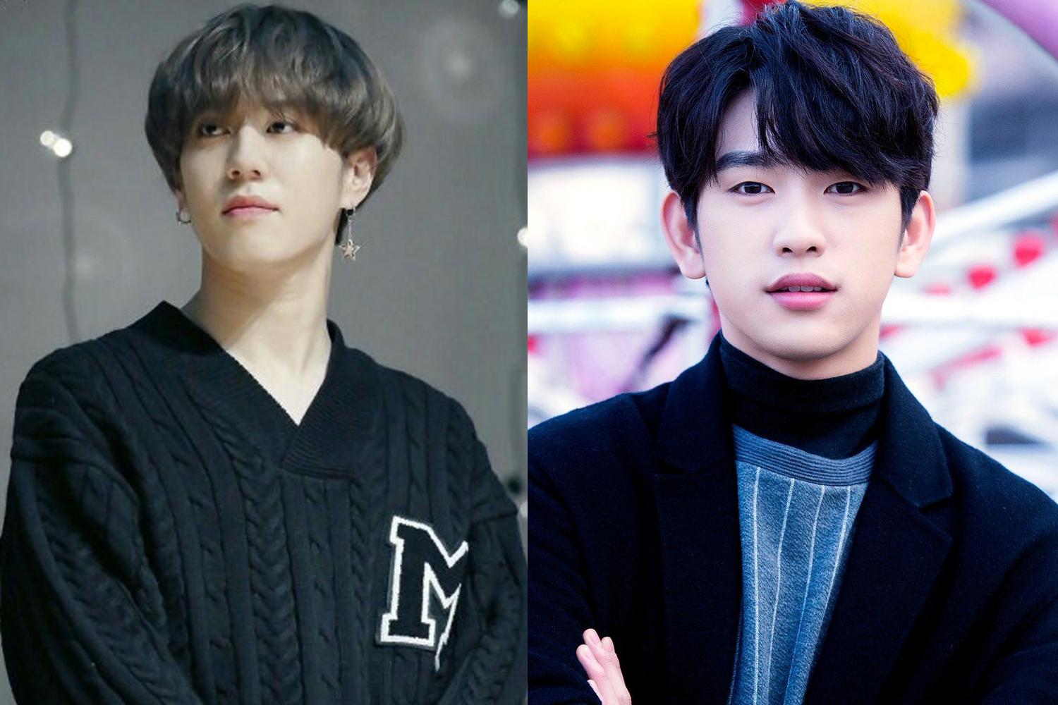 韓國偶像在活動上穿著黑色毛衣，背景有光點。