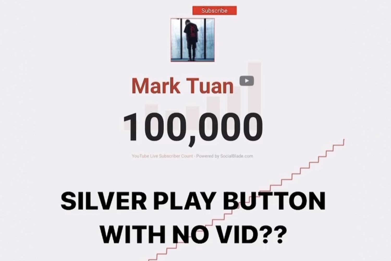 สกรีนช็อตจากช่อง YouTube ของ Mark Tuan แสดงถึงจำนวนผู้ติดตามที่มากกว่า 100,000 คน