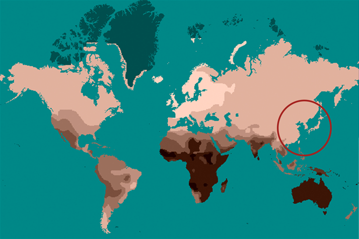 韓國、臺灣、日本等地的皮膚色隔壁