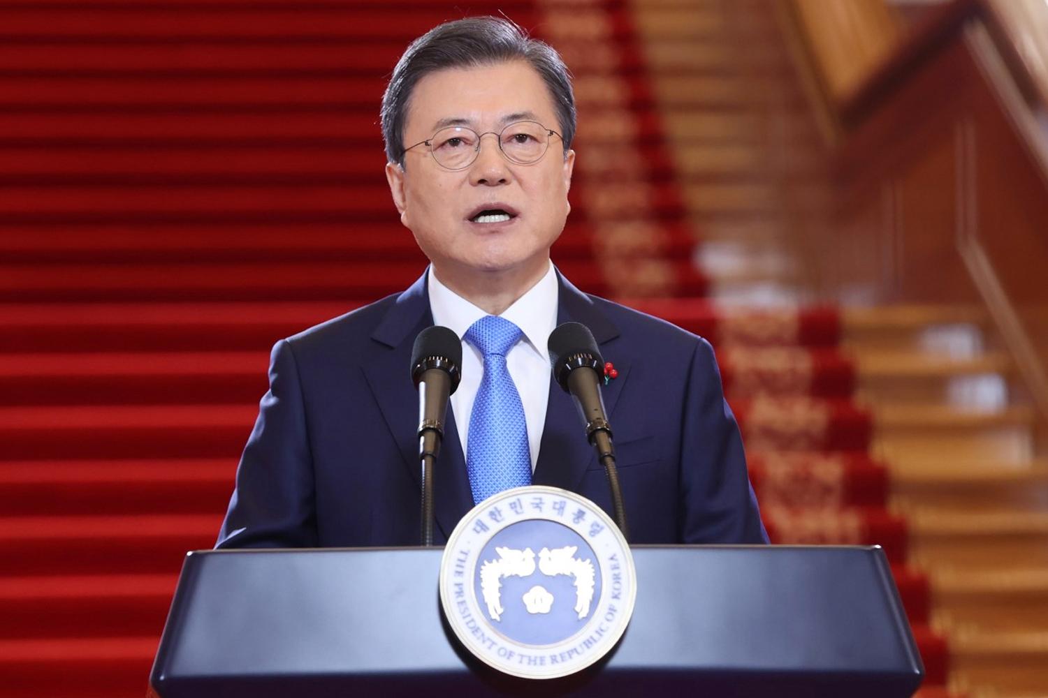 ประธานาธิบดีเกาหลีใต้แถลงข่าวเกี่ยวกับการรับมือ COVID-19