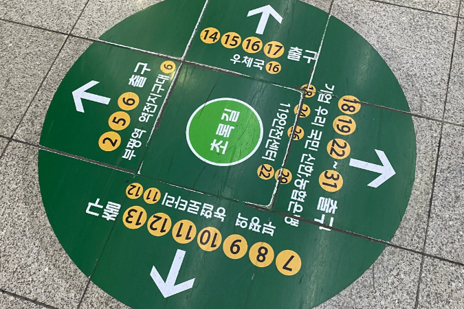 Direction on the ground in underground shopping mall at Bupyeong Station