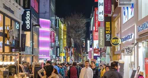 Myeongdong's busy shopping street