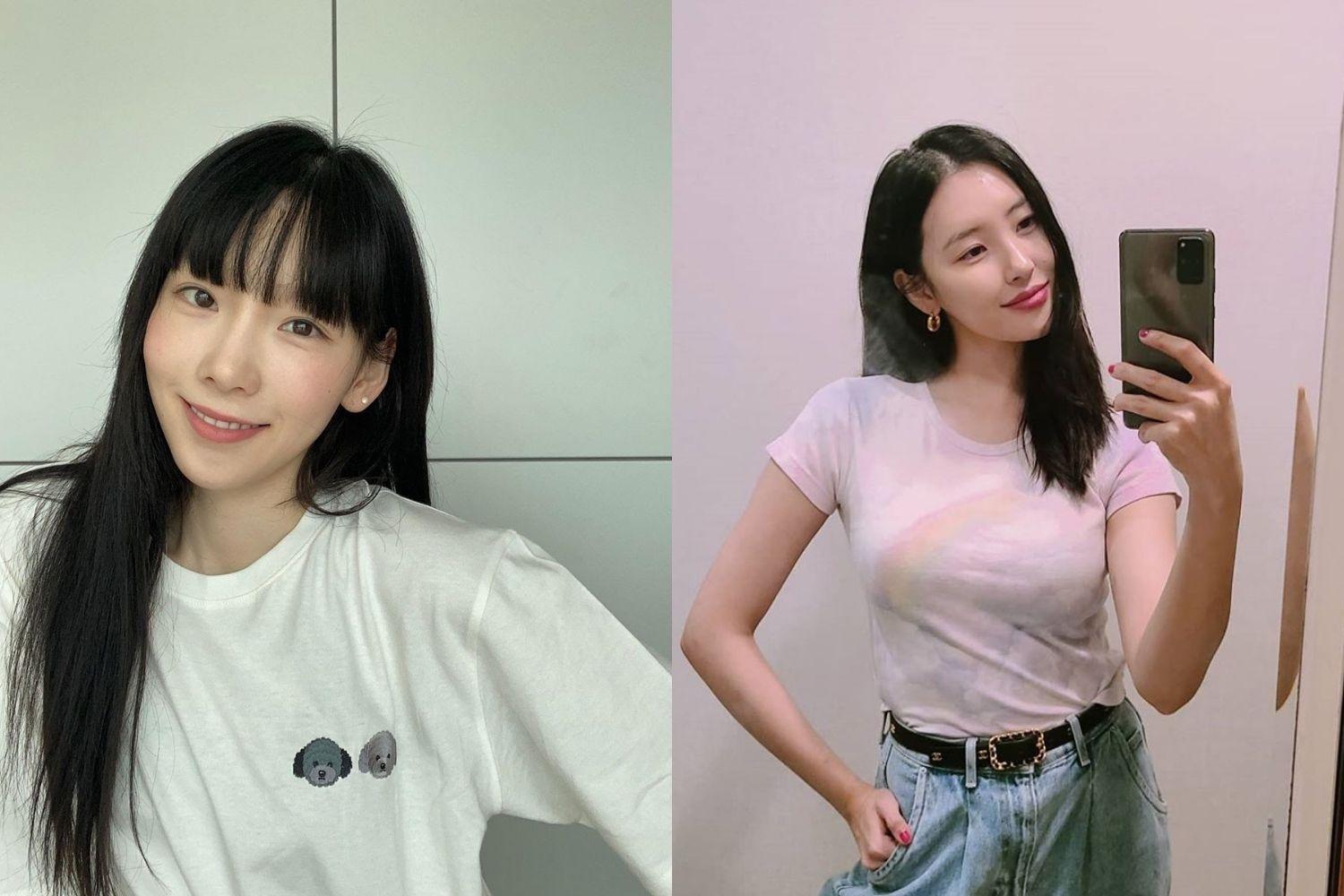 tóc layer thẳng taeyeon, sunmi