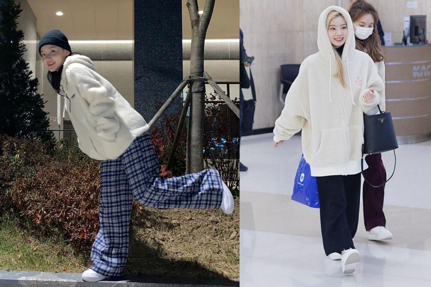 กางเกงเอวสูง + เสื้อฮู้ด / เสื้อกันหนาว