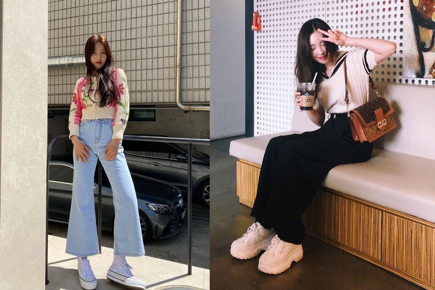 กางเกงขากว้างเอวสูง + สเวตเตอร์