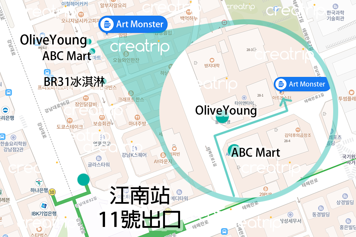 江南站11號出口附近的Art Monster地圖