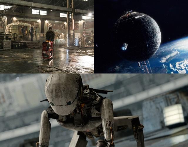 映画『スペース・スウィーパーズ』のシーン。ロボットが見守る広大な宇宙空間を背景にした画像。