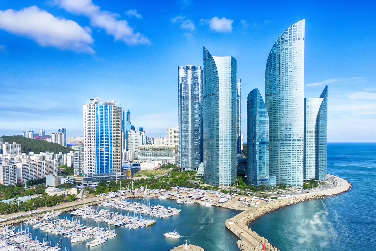 釜山の海雲台地区の高層マンション