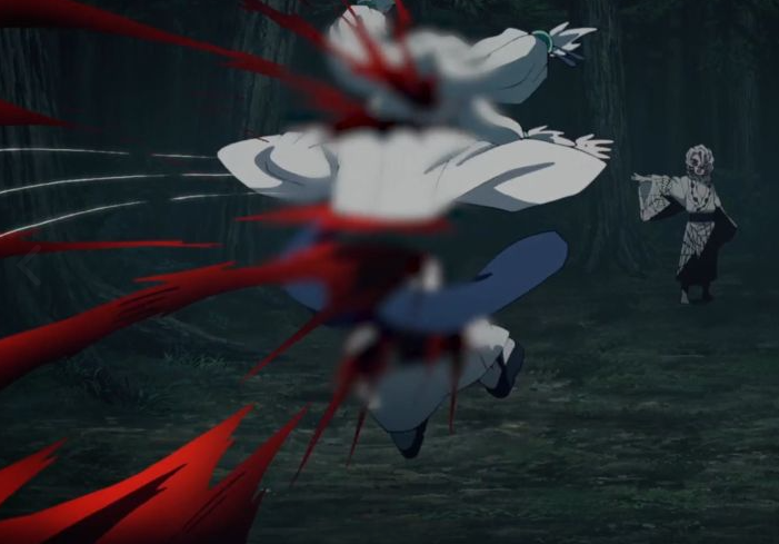 日本動漫《鬼滅之刃》中動作激烈的場面,顯示出血腥場景在韓國播放中的調整與審核。