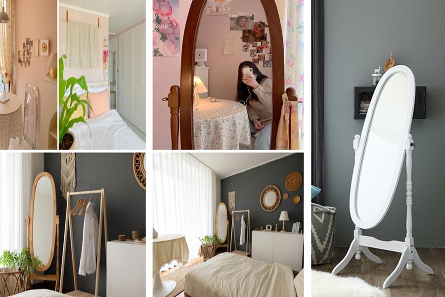 多種設計風格的全身鏡，搭配室內氛圍的韓式家居元素。