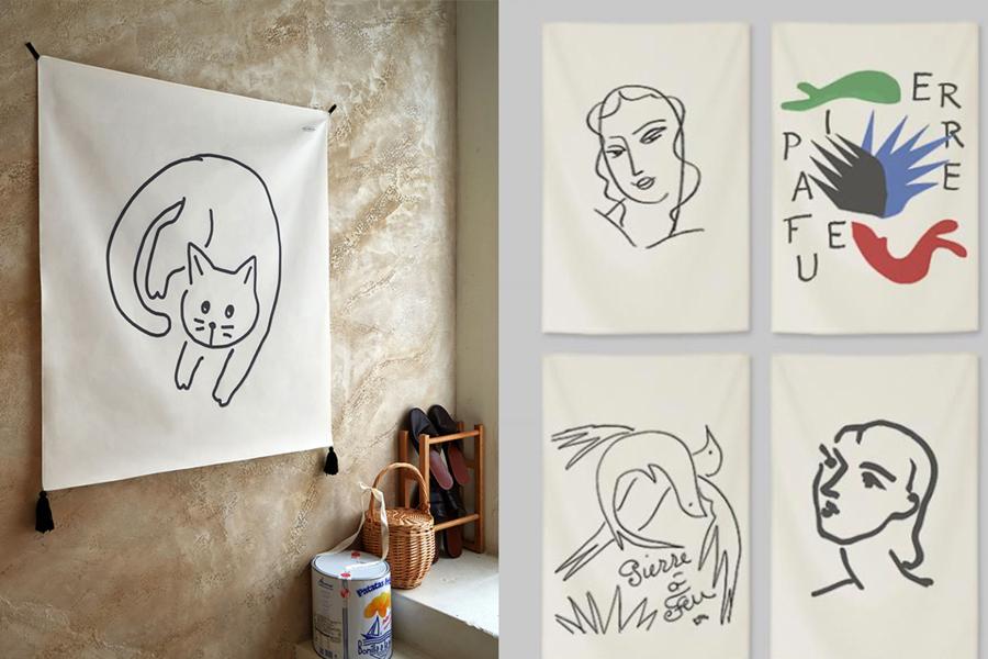 以簡潔現代風格為主題的室內海報和掛畫，個性化韓式家居佈置。