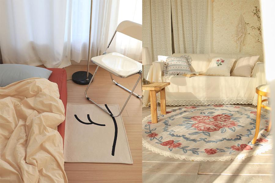 韓式溫暖素色地毯，空間分隔與裝飾效果兼具的家居佈置。