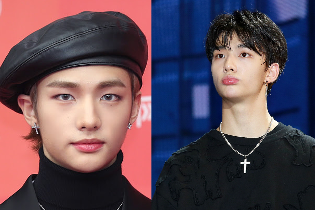 นักร้องชายเกาหลีในชุดแฟชั่นประดับด้วยสร้อยคอเงินหมวกหนังสีดำ