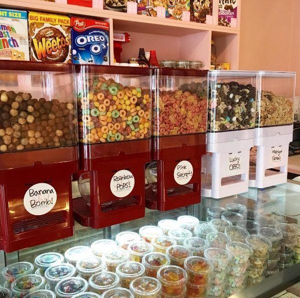 Popular cereal selections at Midnight in Seoul, designated as favorites by regular patrons of the trendy café.