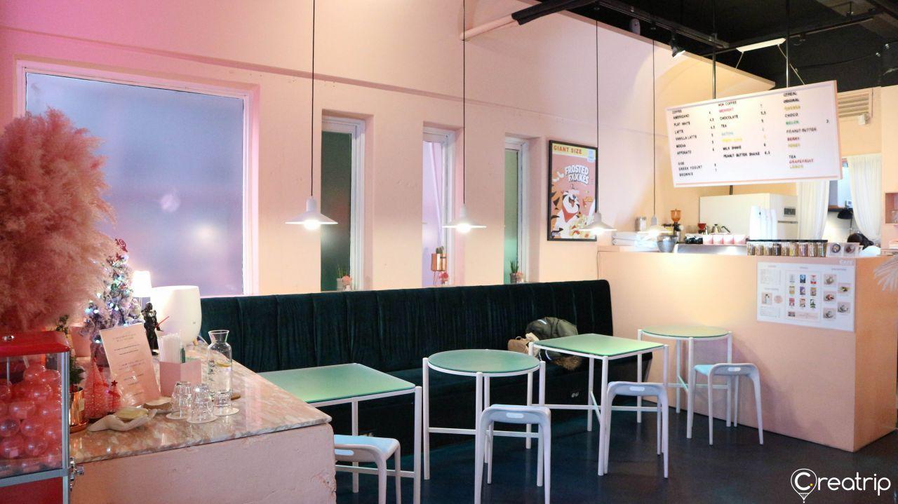 Thoughtful interior design details at Midnight in Seoul café, capturing the essence of a uniquely Korean hospitality.