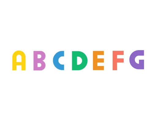 cutesy gif of english alphabet
