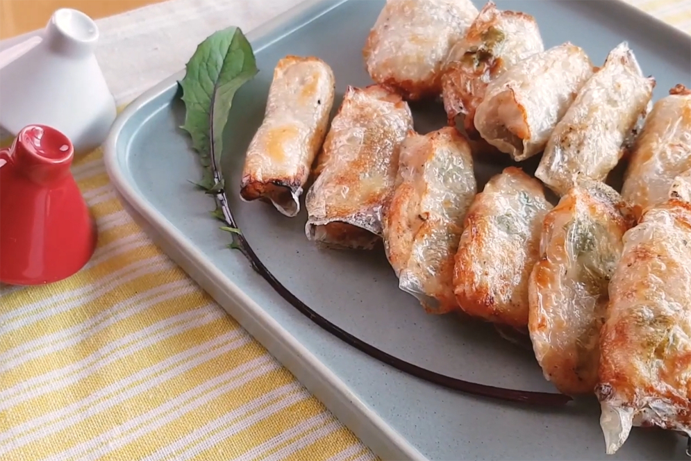 베트남 스프링 롤과 닭가슴살로 과거 스타일의 튀김 음식