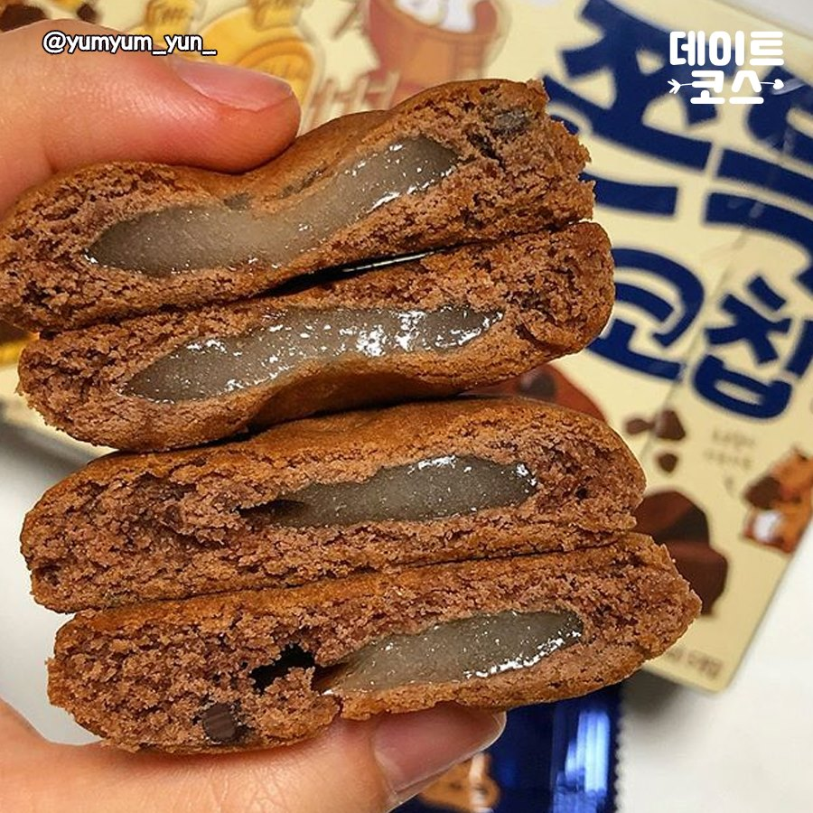 巧克力碎片麻糬饼内馅展示