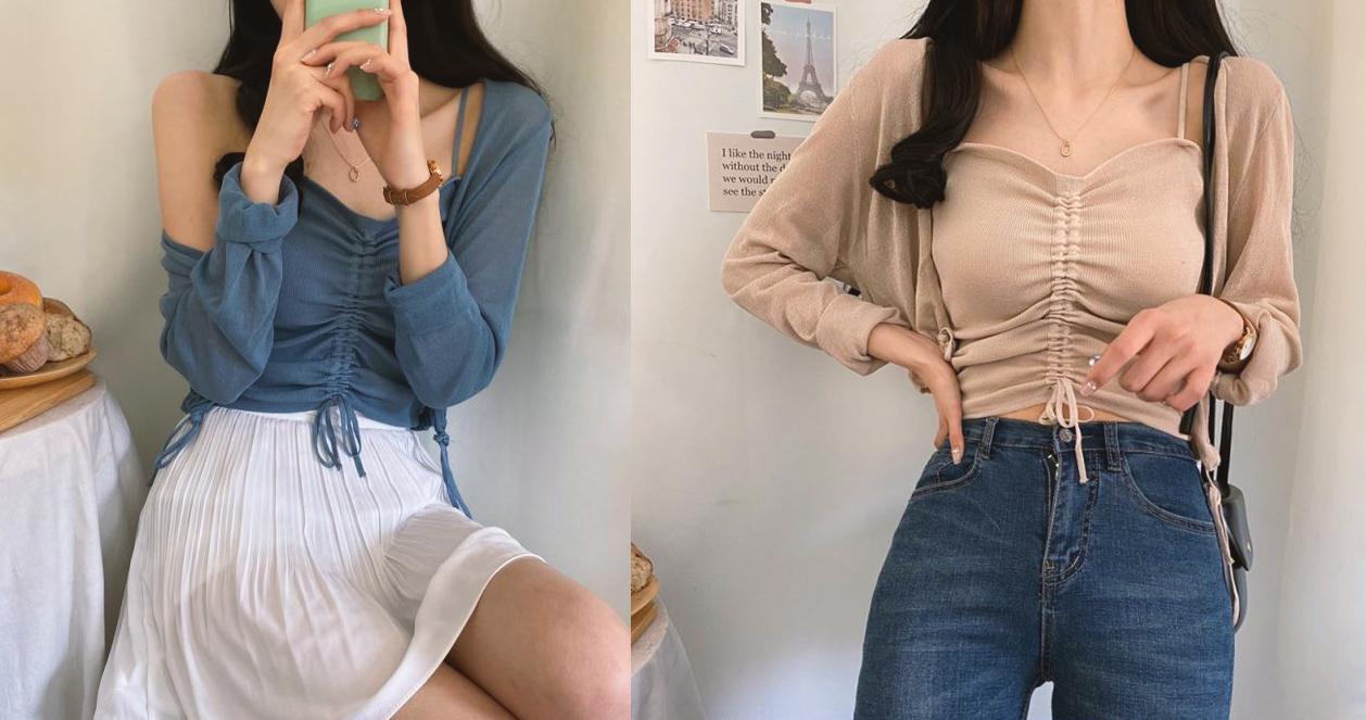 Set áo dây và cadigan Hàn Quốc 