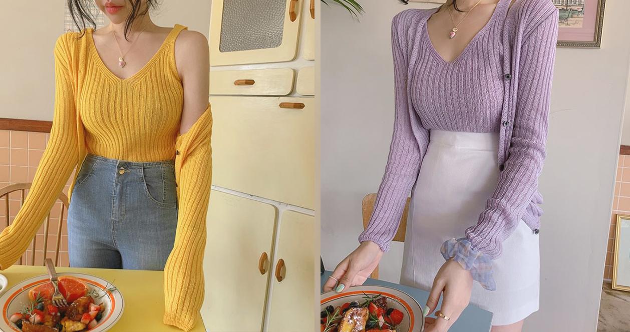 Set áo dây và cadigan Hàn Quốc 
