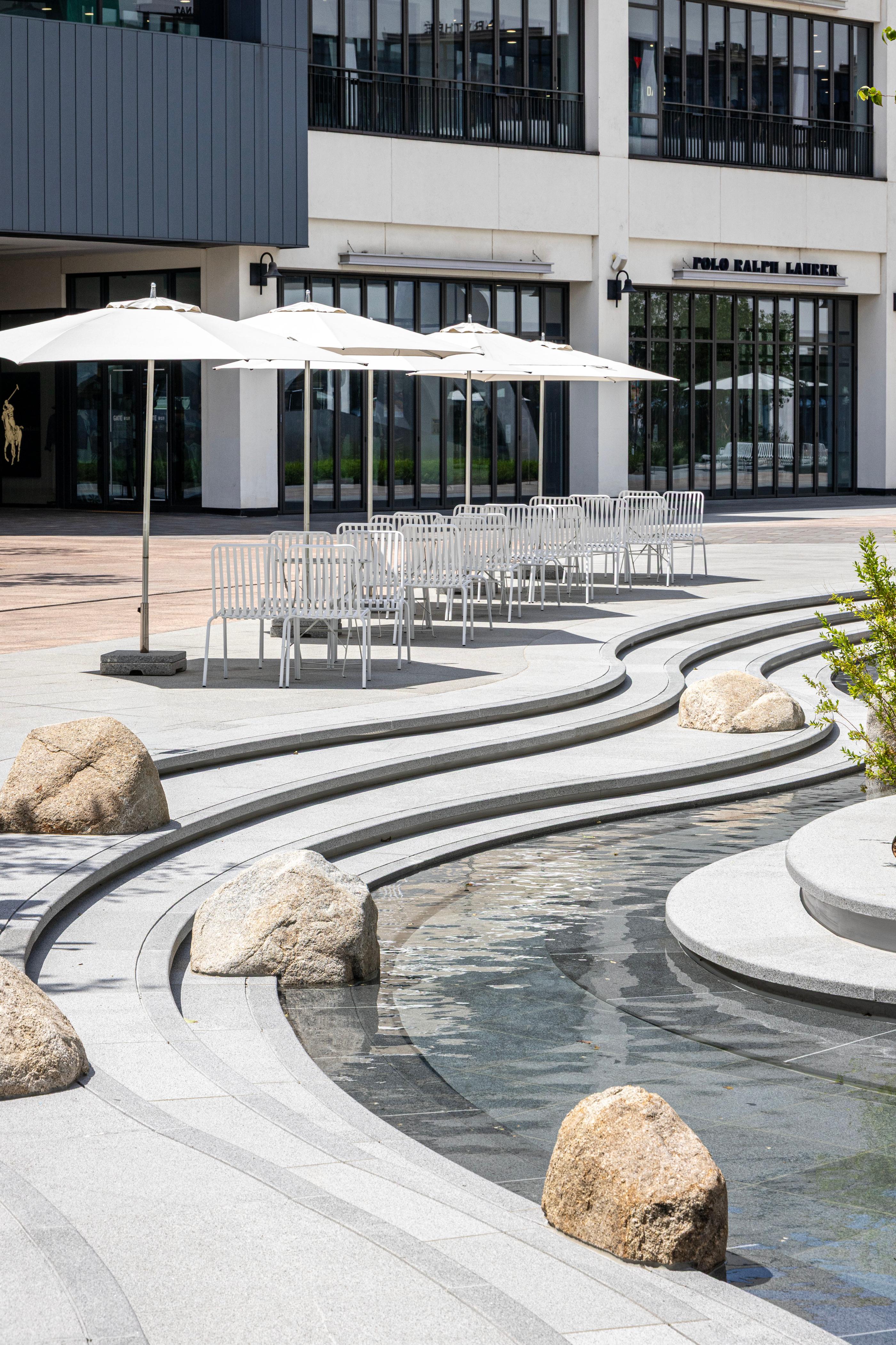 Terrace and water feature