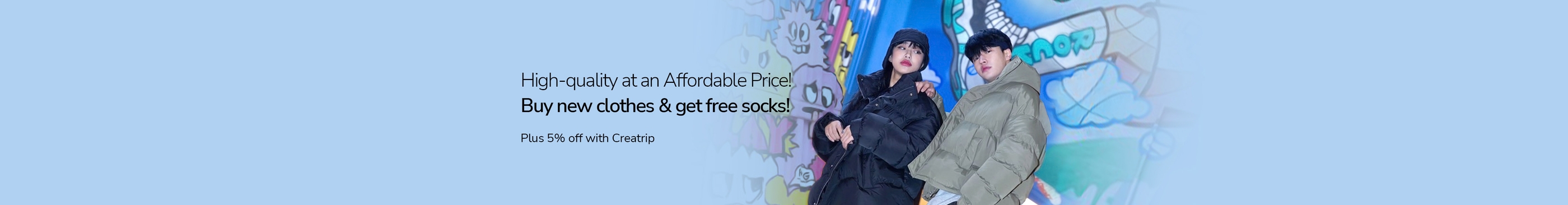 Buy new clothes & get free socks! Plus 5% off with Creatrip