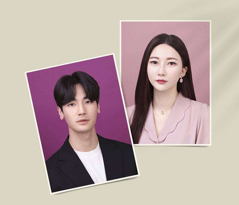 Portrait photo of a person with black hair featuring their face, skin, cheek, eyebrow, eye, eyelash, jaw and hair done by 포크스튜디오, a Korean photography studio.